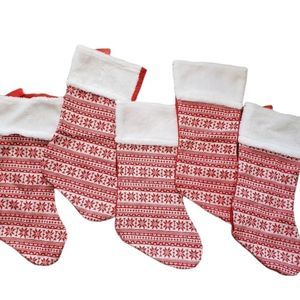 5 vintage "like" faux knit Christmas stockings